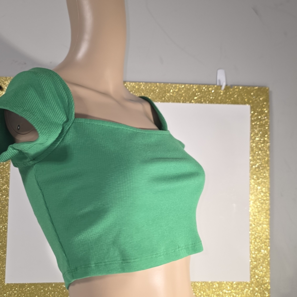 Rustydusty Ribbed Kelly Green Women's Crop Top Size Small NWOT